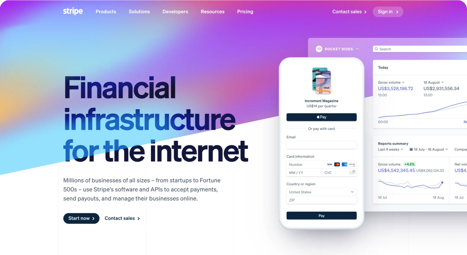 Micro animations on Stripe website