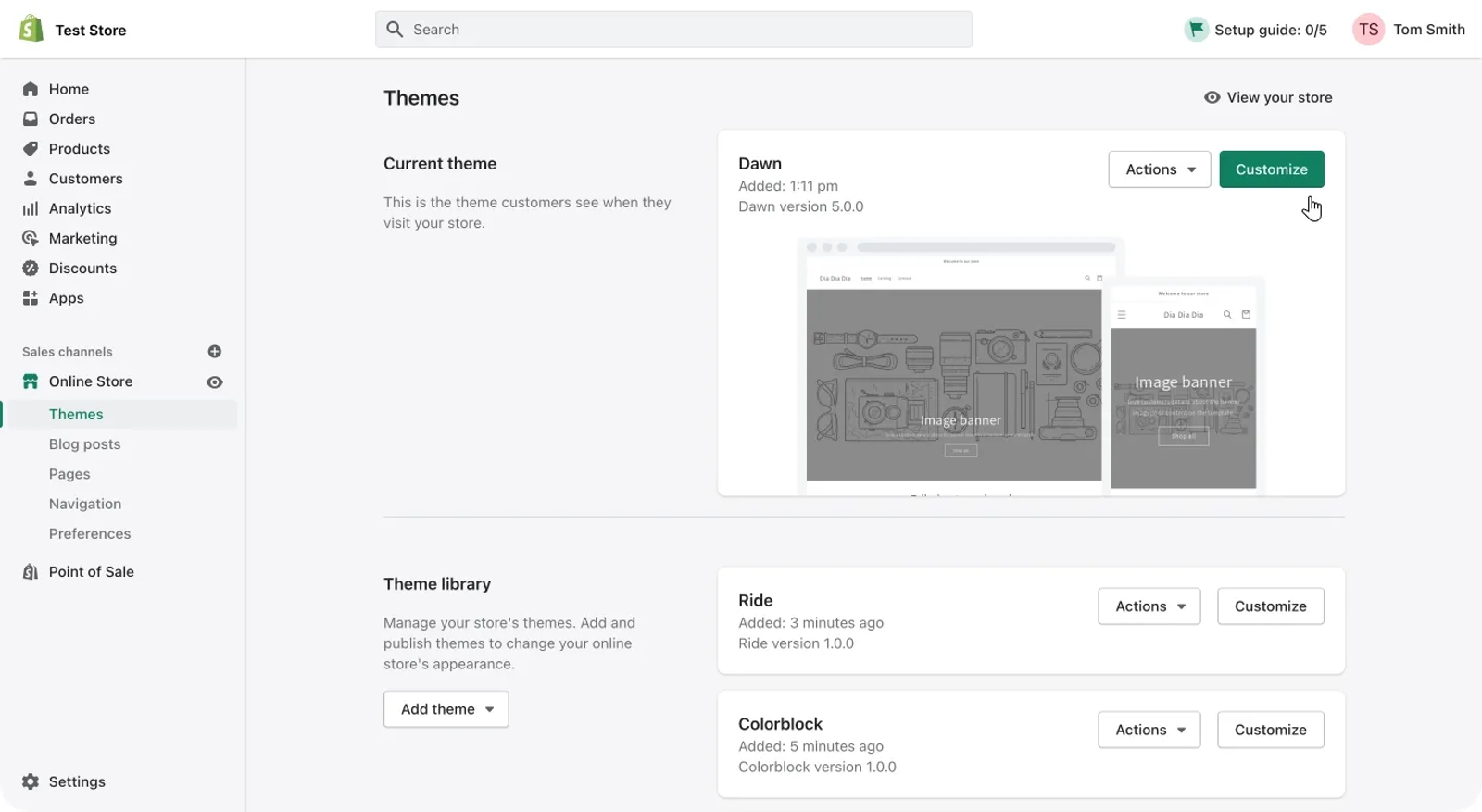 Built-in Shopify theme