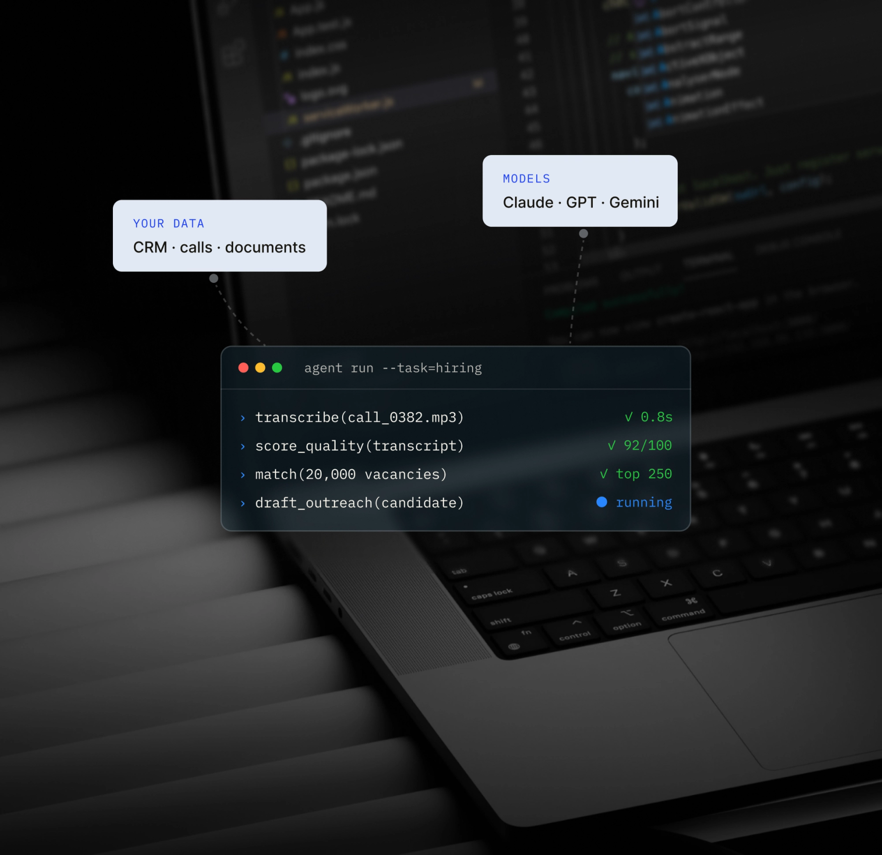 AI agent terminal on a laptop AI agent terminal on a laptop