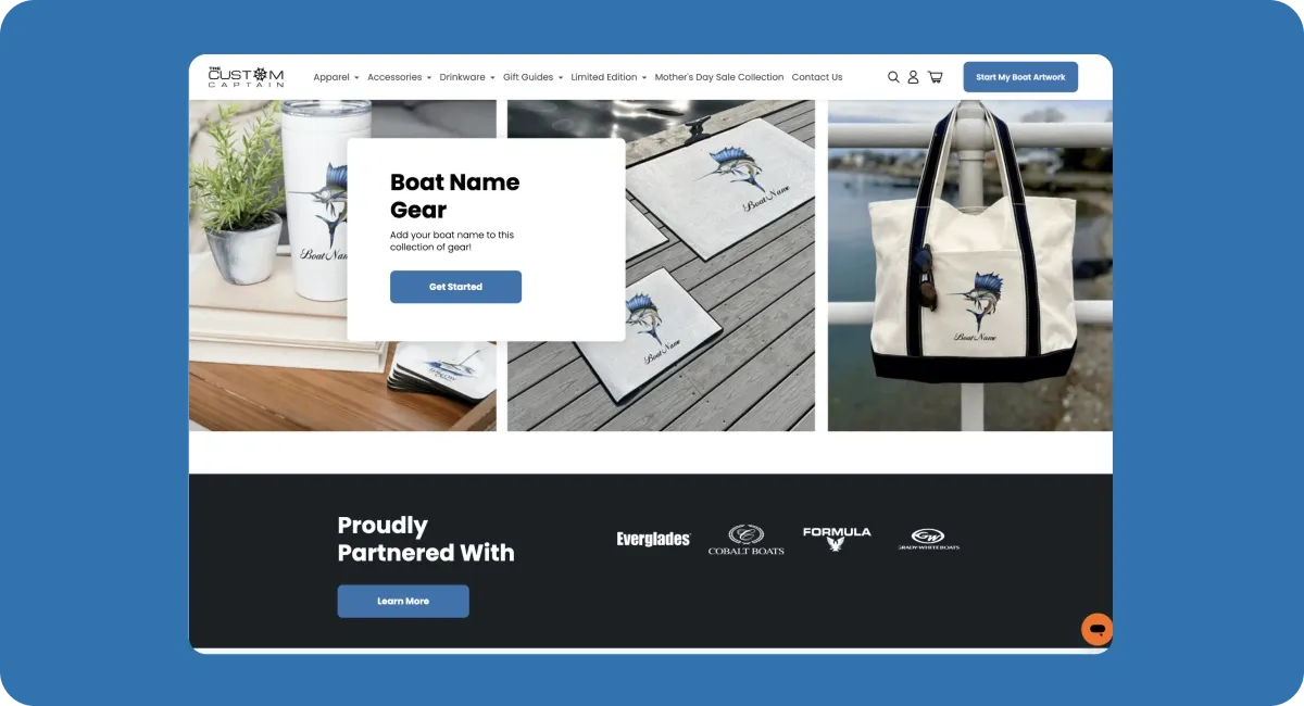 The Custom Captain's Shopify boating products store challenges The Custom Captain's Shopify boating products store challenges