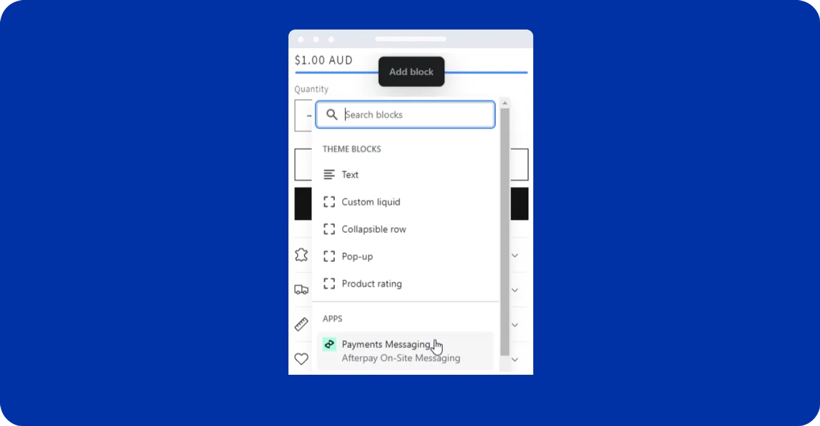 Afterpay messaging on Shopify