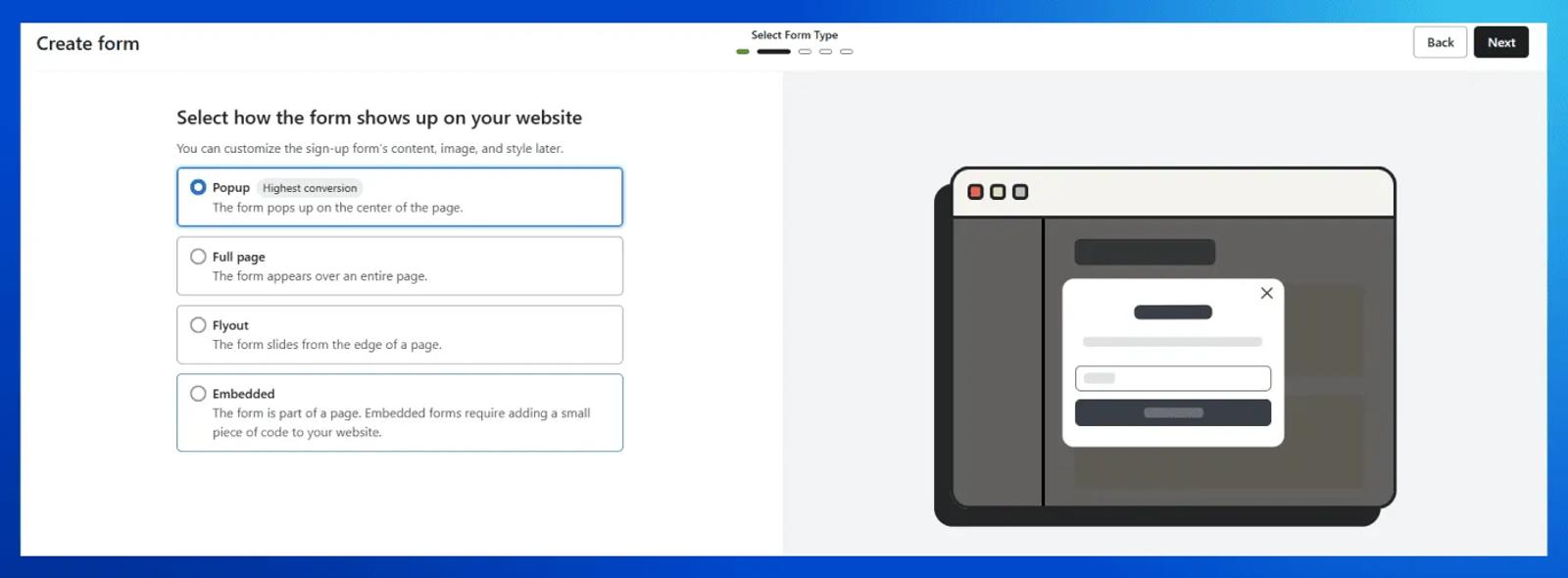 Signup form appearance on Klaviyo