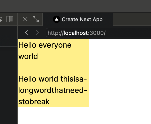 A screenshot of the solution in action. Showing how the words are breaking if it's really long.