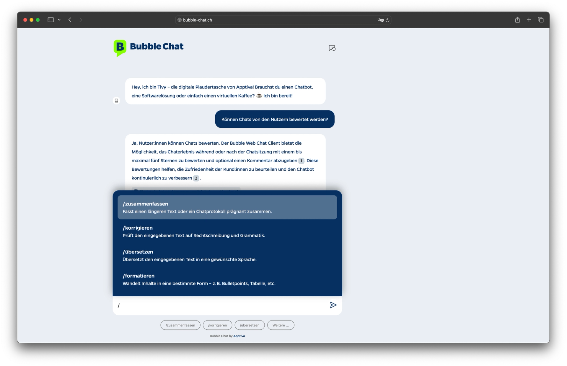 Chat-Commands ermöglichen eine noch effizientere und gezieltere Interaktion – besonders für fortgeschrittene Nutzer oder wiederkehrende Anwendungsfälle.