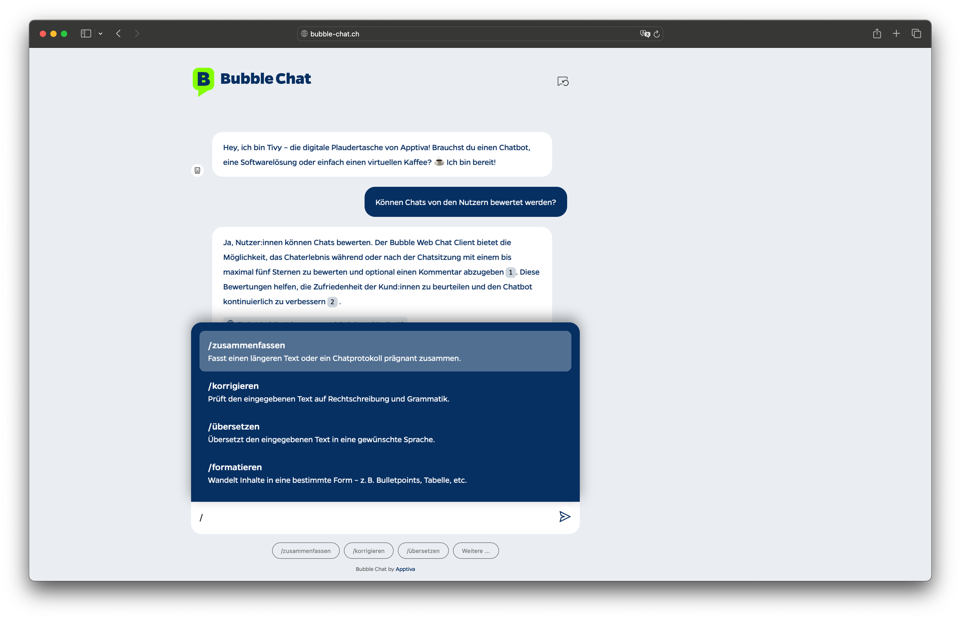 Chat-Commands ermöglichen eine noch effizientere und gezieltere Interaktion – besonders für fortgeschrittene Nutzer oder wiederkehrende Anwendungsfälle.