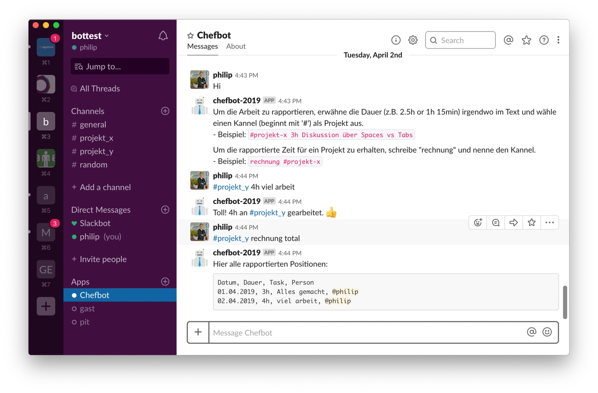 Chefbot im Slack Messenger