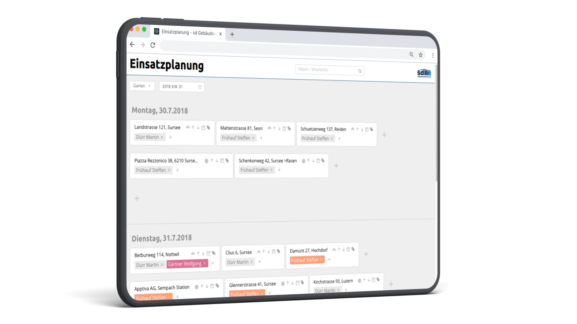 SD Gebäudeunterhalt Einsatzplanung