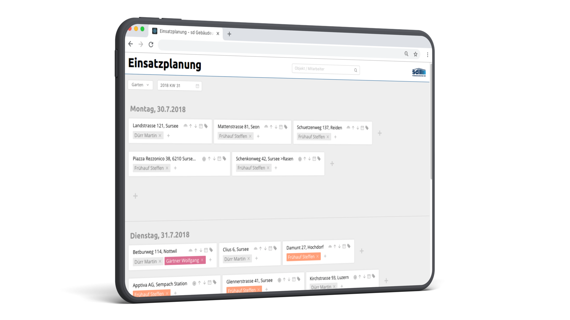 SD Gebäudeunterhalt Einsatzplanung