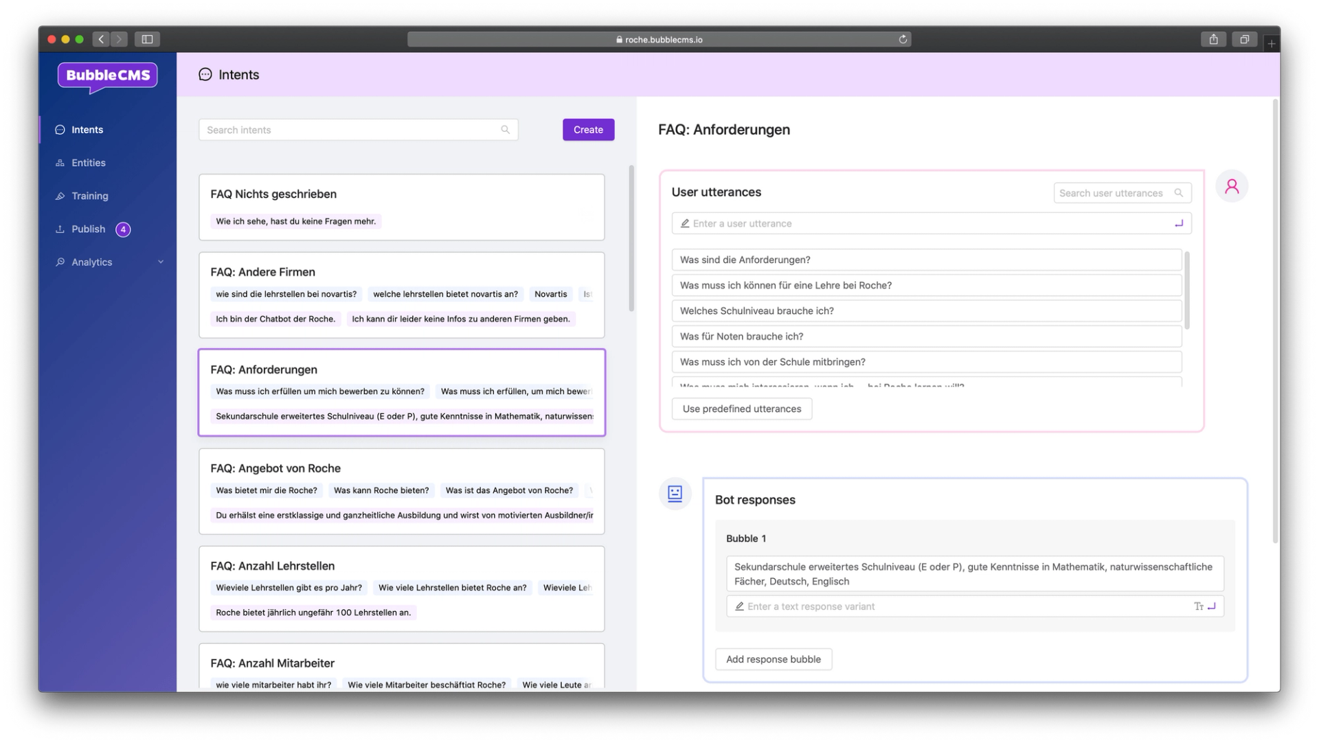 Inhalte im Bubble Chat erfassen