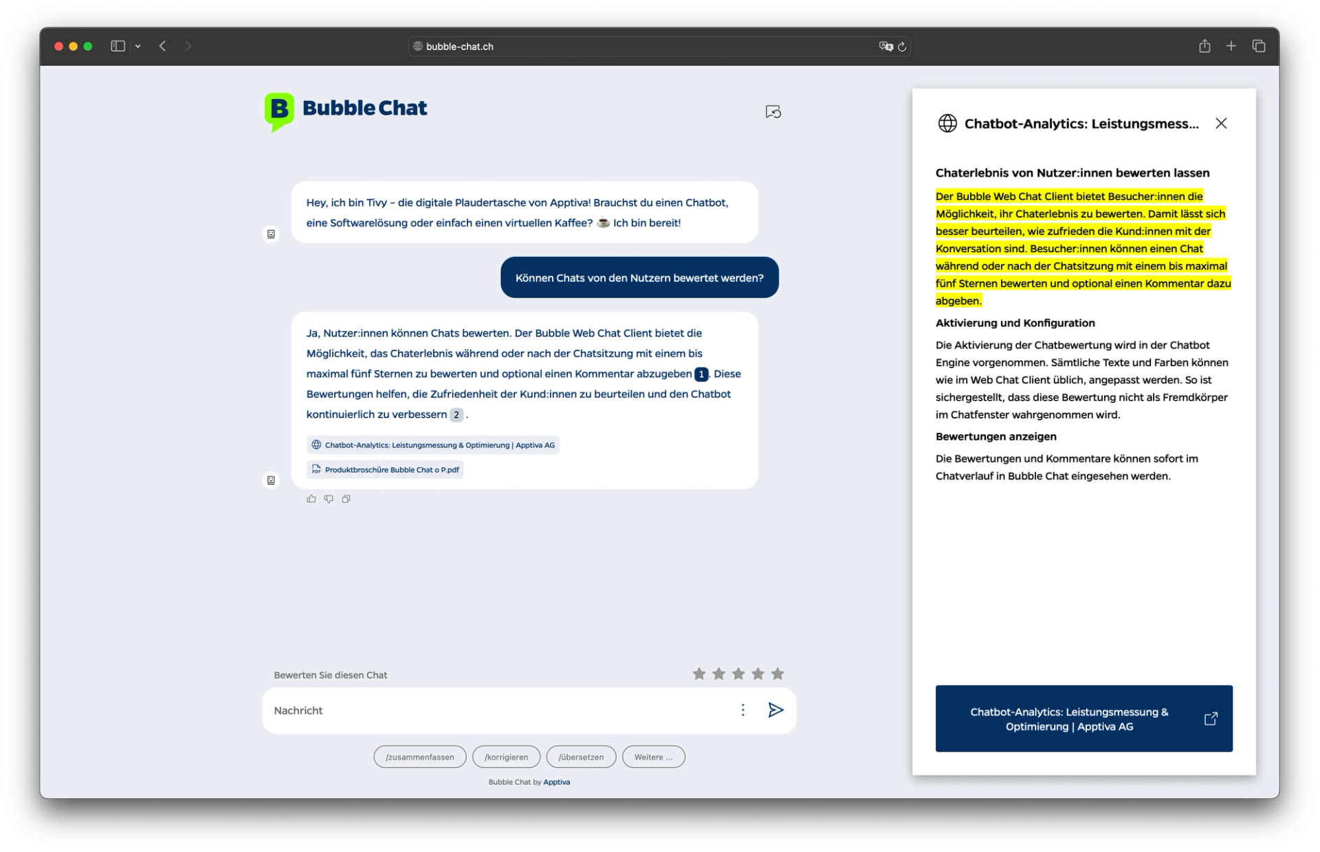 Ab sofort können Antworten mit einem klaren Quellennachweis versehen werden – direkt im Chat, für maximale Nachvollziehbarkeit.