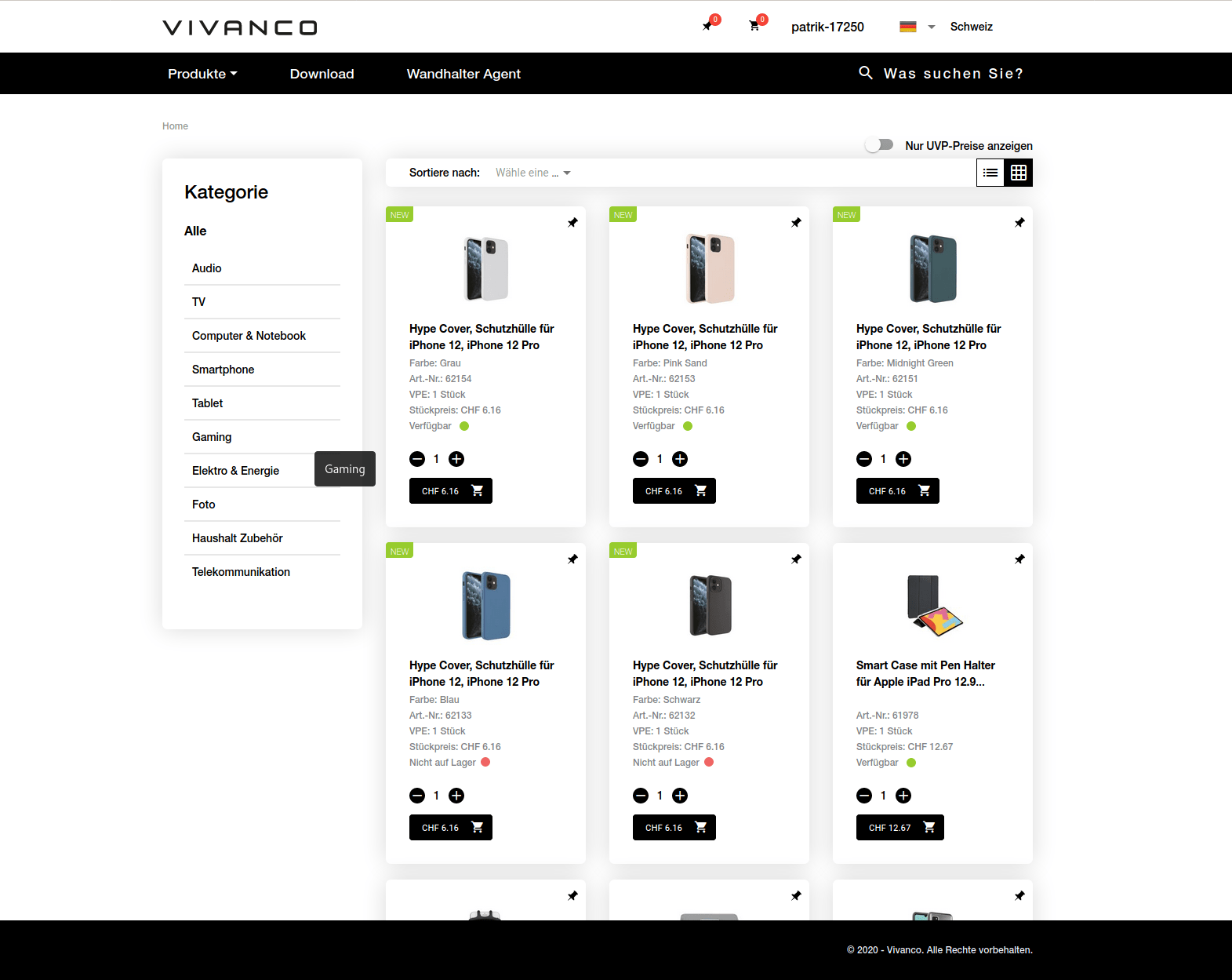 Hier sieht man den Vivanco Webshop, entwickelt von der Apptiva AG.