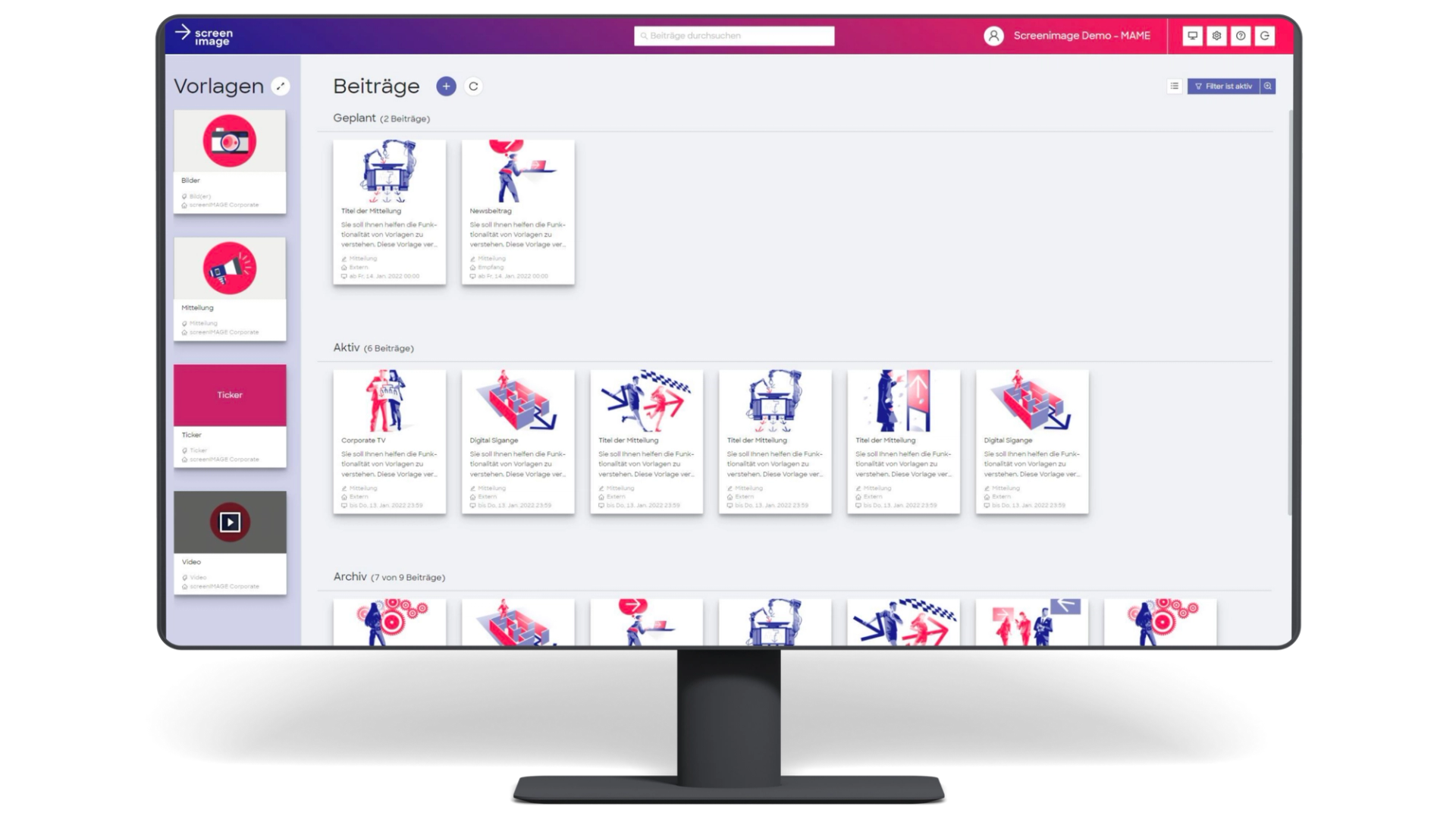 Seit 2017 unterstützen wir die Screenimage Systems AG aus Root bei der Implementierung ihrer Digital Signage Software. Die Apptiva entwickelt individuelle Softwarelösungen für jedes Unternehmen.