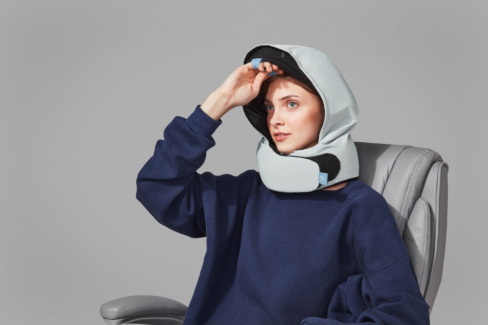 Neck pillow on sale with a hood