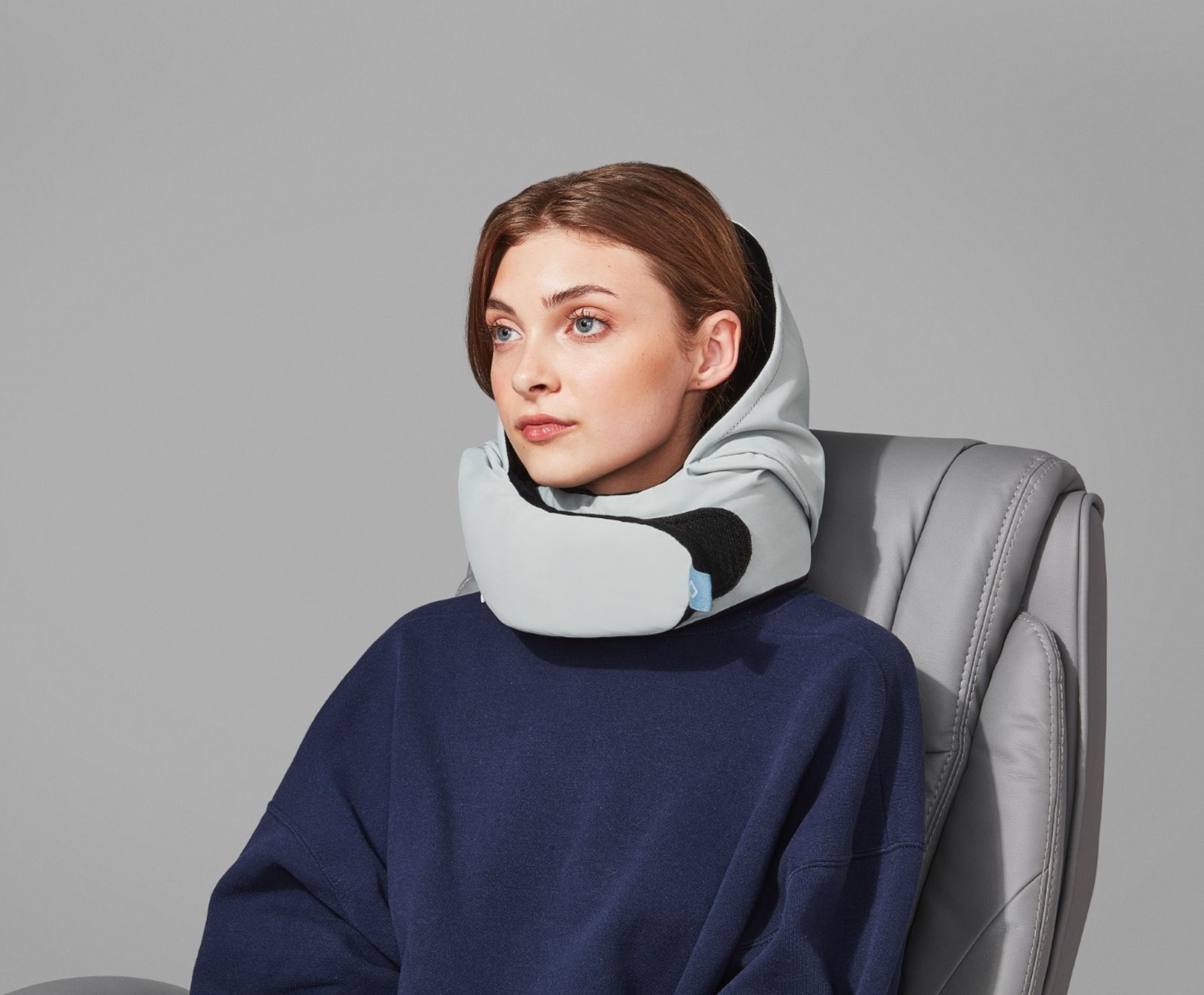 Lights Out - The First Block Out The World Travel Pillow - (Gray) with  Hoodie, Full Face Coverage