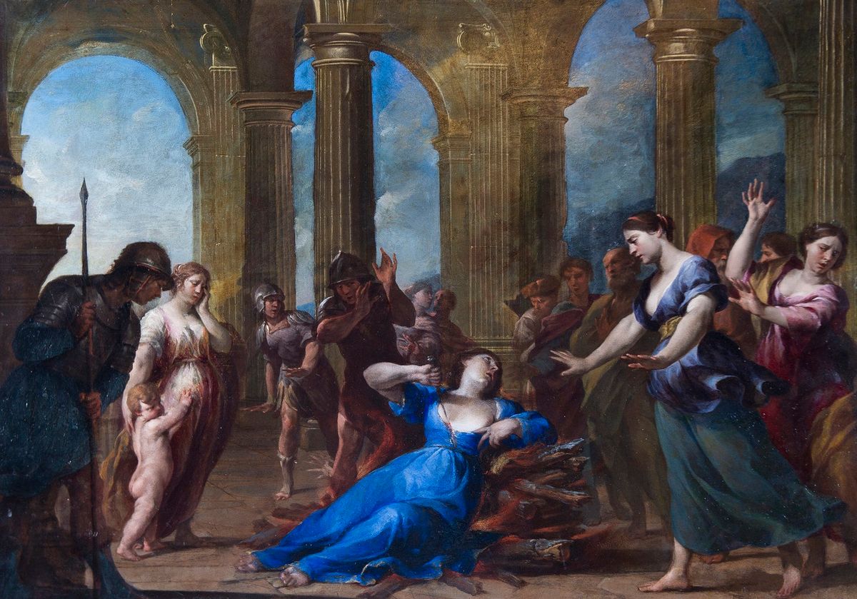 Andrea Vaccaro, The Death of Dido. Oil on copper. Private collection. Courtesy Robilant + Voena, London Milan St Moritz.