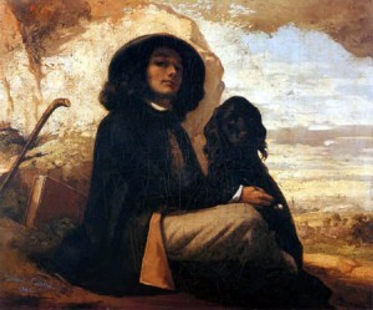 autoportrait au chien noir. 1842