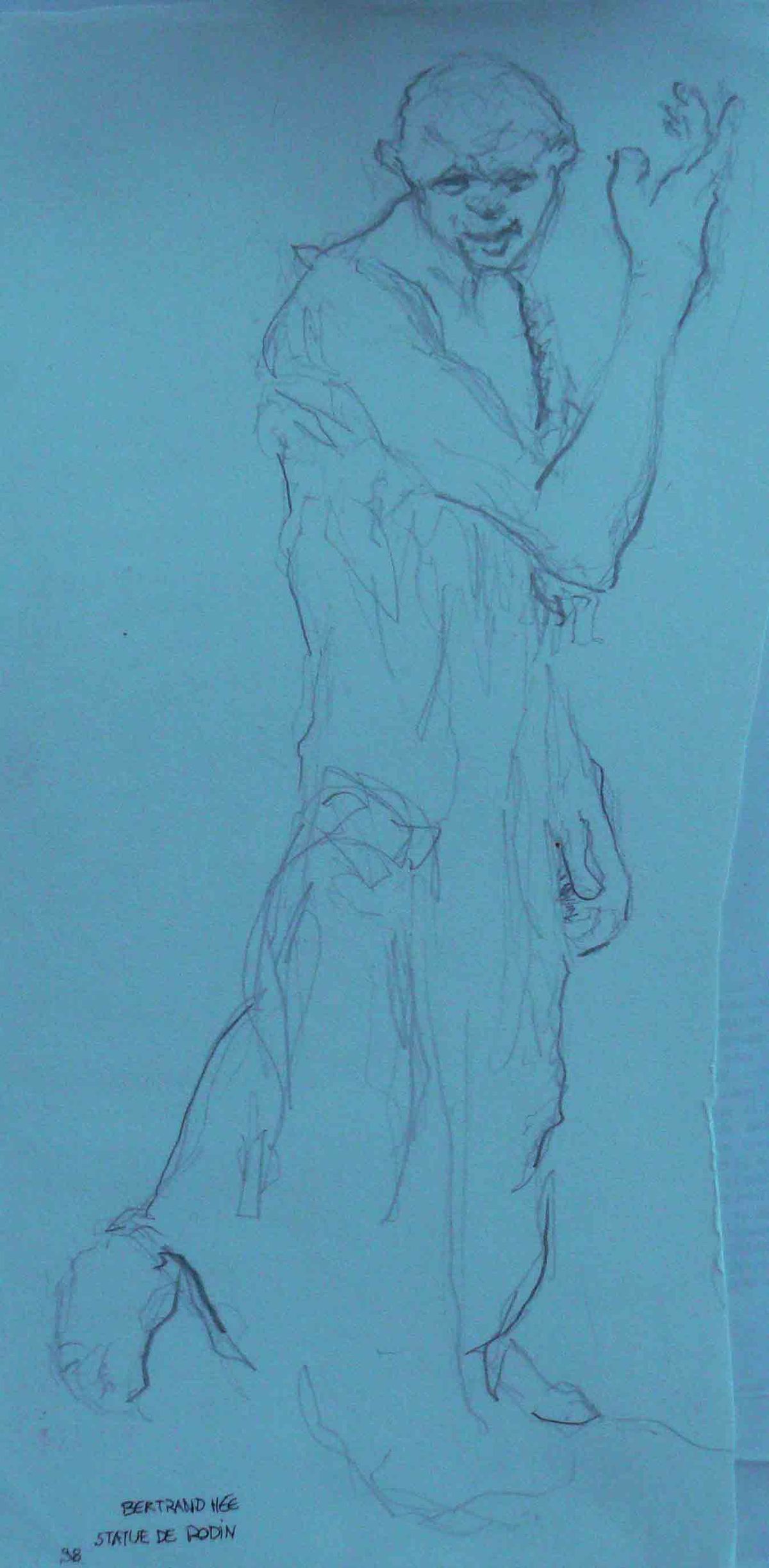dessin d’un ancien élève, Bertrand Hee, d’après Rodin