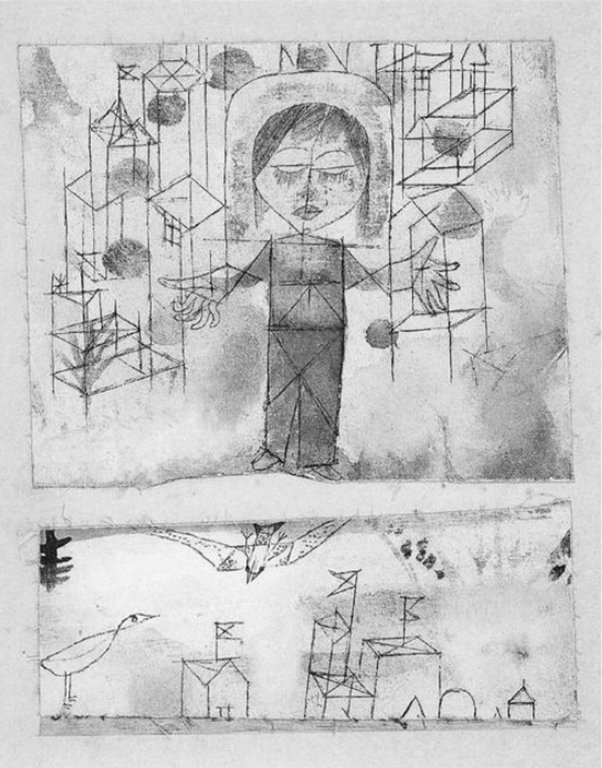 paul Klee. « garçon élu ». (1918- plume et aquarelle sur lin apprêté à la craie. NY-Berlin Moeller fine art)