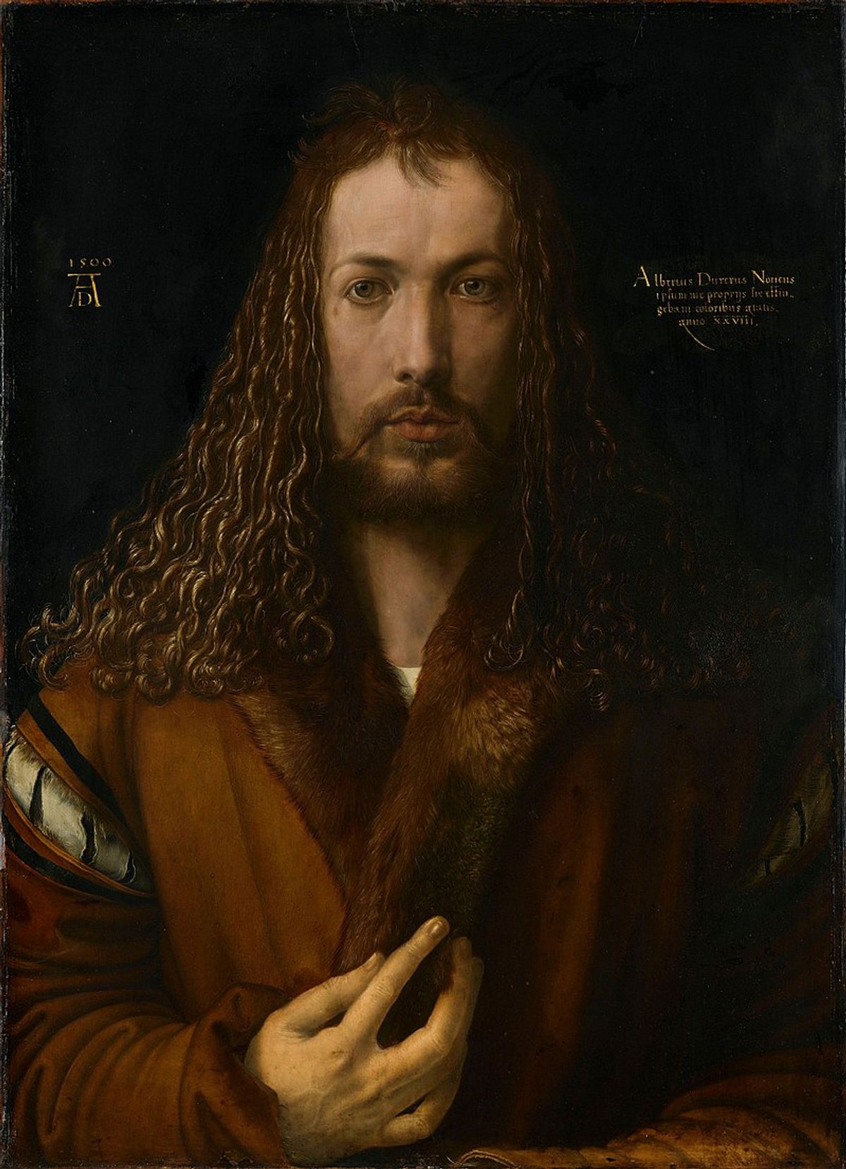 Albrecht_Dürer_-1500. »autoportrait ». Alte Pinakothek, Munich. 67.1 cm × 48.9 cm