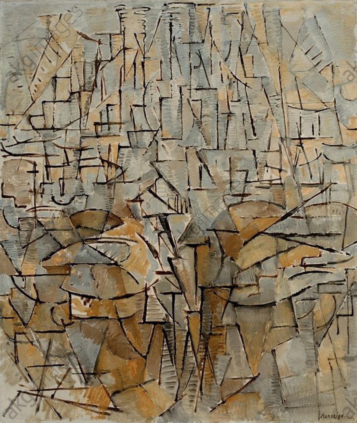 Piet_Mondrian. « Tableau n°4 composition VIII. composition 3″ 1913