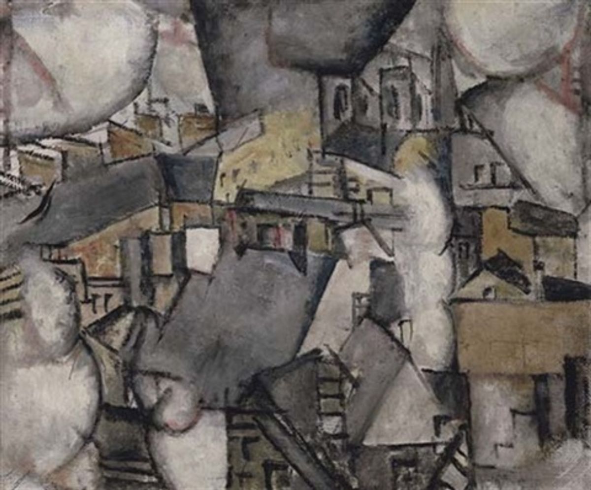 F. Léger « fumée sur les toits ». 46×55. toile offerte à André Mare pour son mariage puis dans la coll. Carré puis RK Weil. 1911