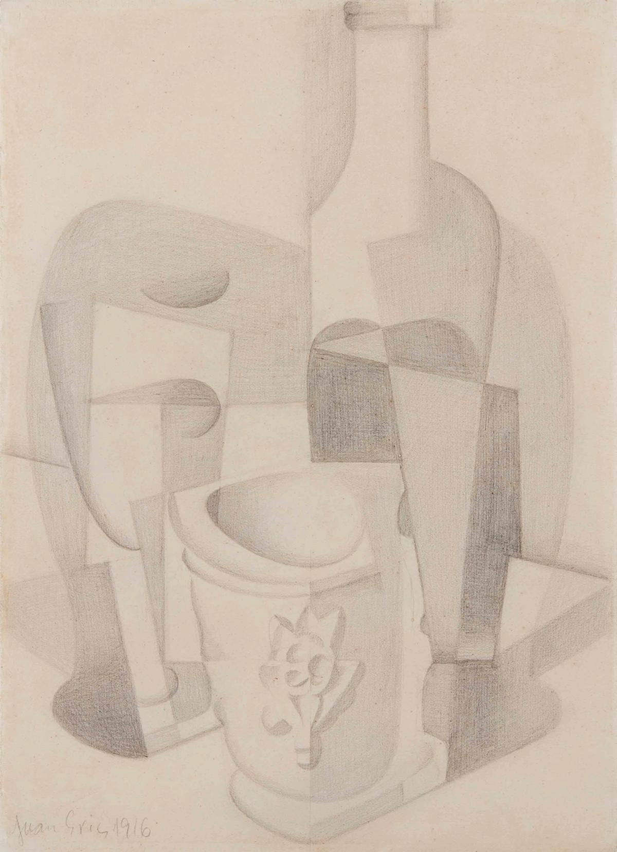 Juan Gris « nature morte » 1916 graphite sur papier 39×28,2cm