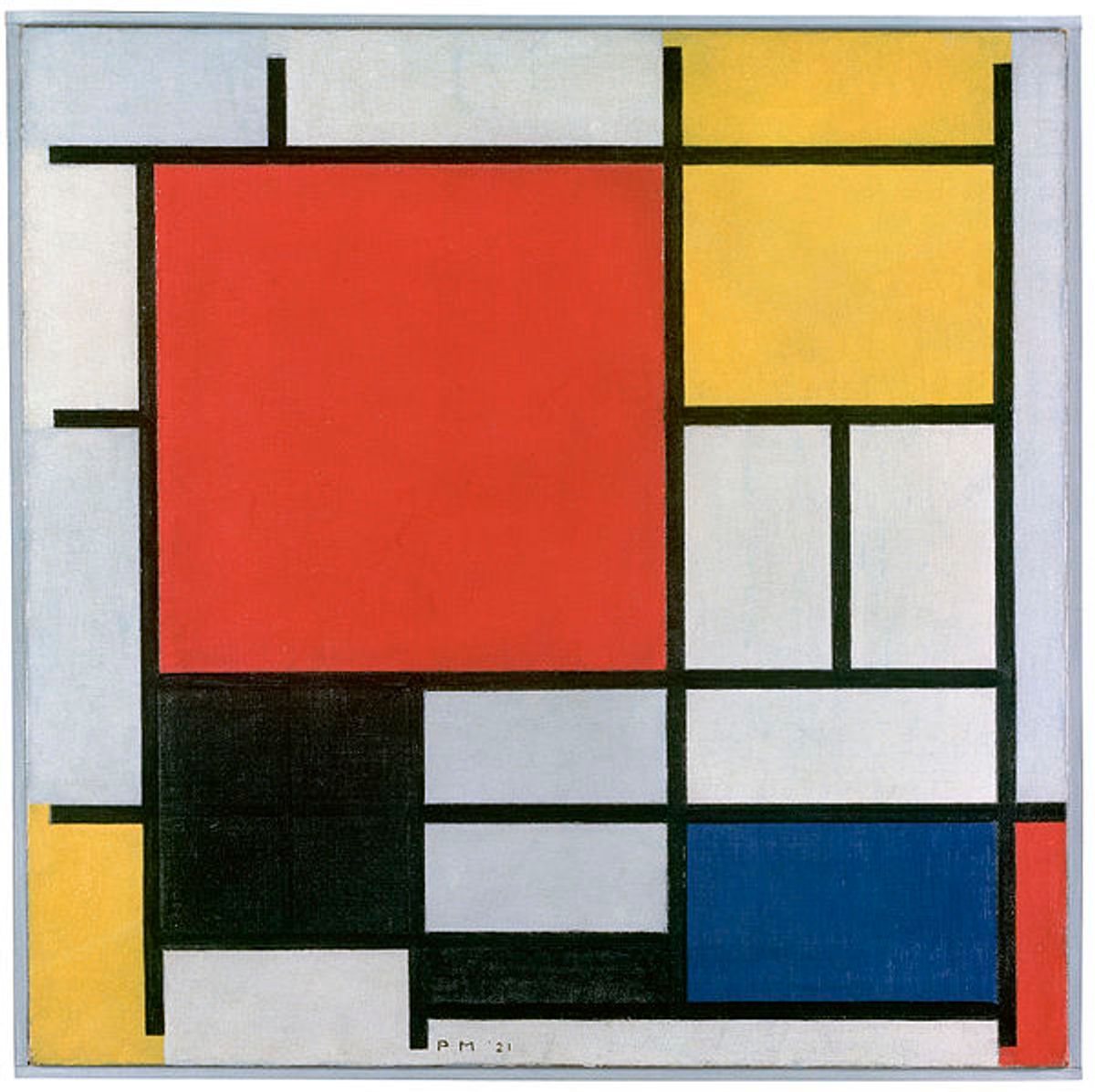 « Composition en rouge, jaune, bleu et noir ».1921