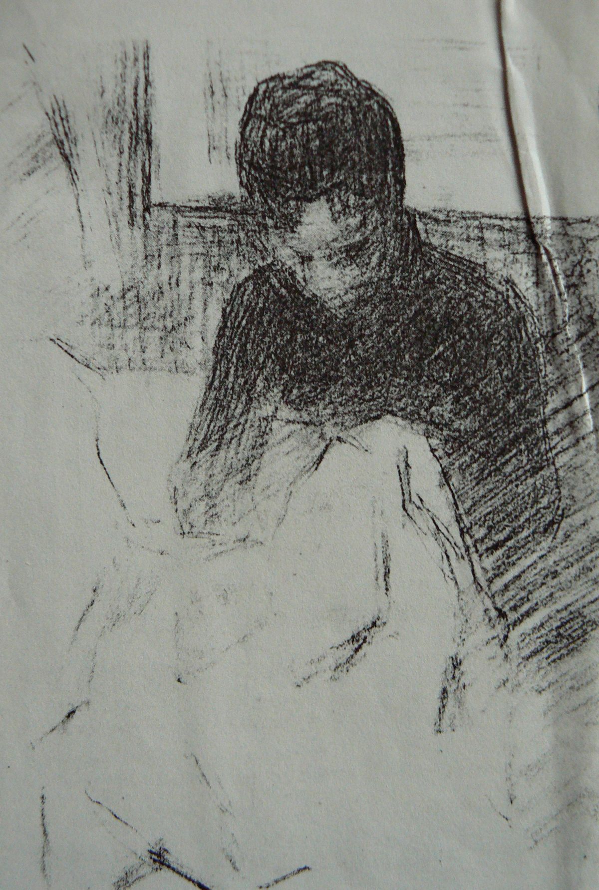    Seurat « femme cousant » pierre noire 1881