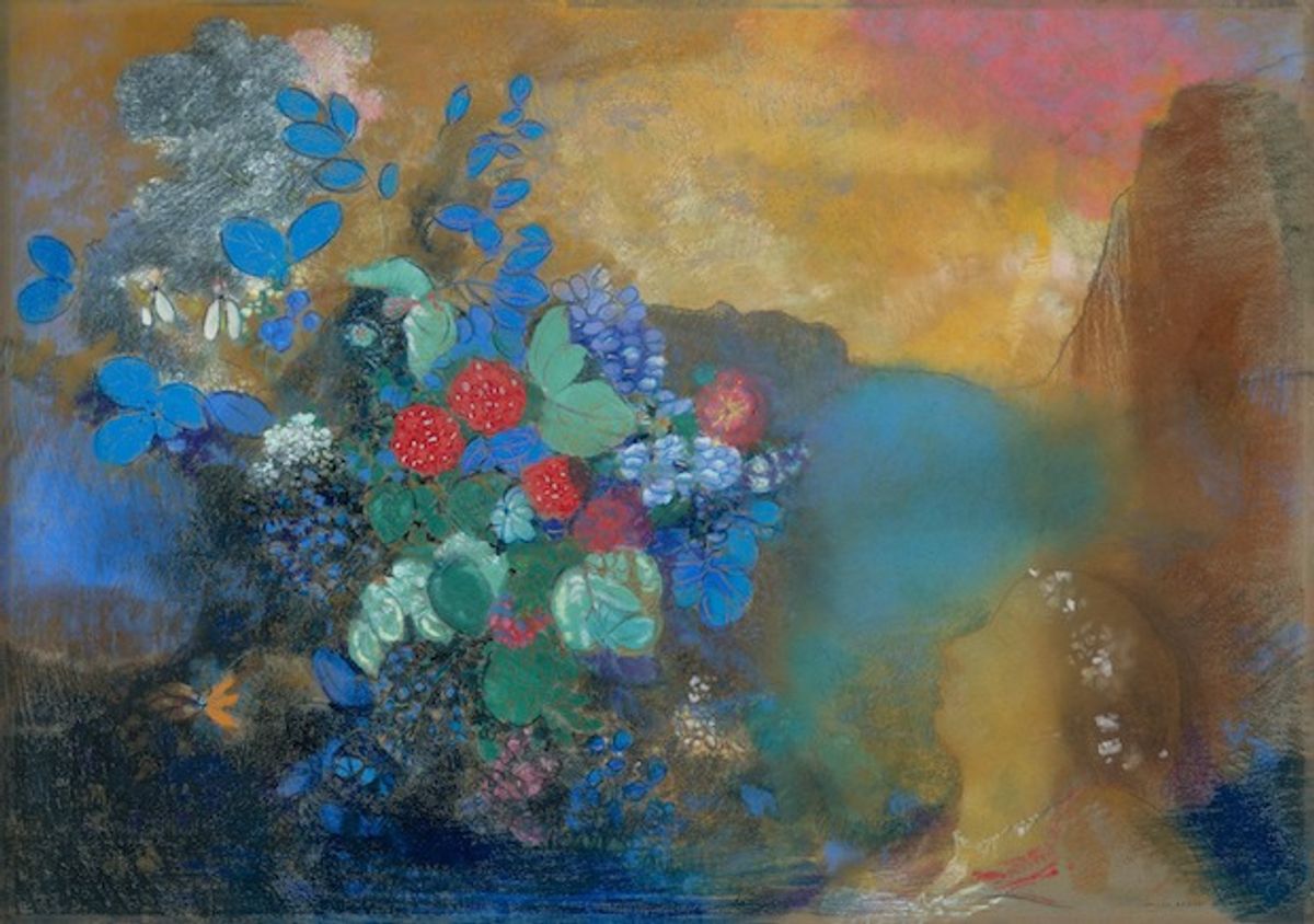 Redon « Ophélie parmi les fleurs » pastel de 1905 64×91. National Gallery