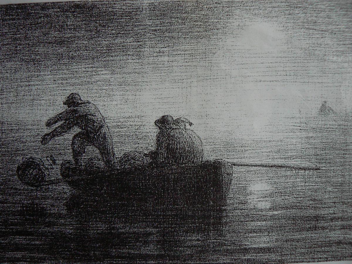 Millet « la pêche aux homards » pierre noire