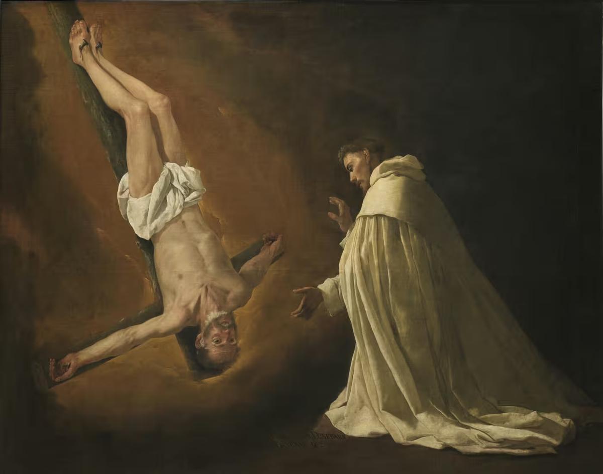 Francisco de Zurbaran, "L'Apparition de saint Pierre à saint Pierre Nolasque" (1629), huile sur toile, 179x223 cm. (PHOTOGRAPHIC ARCHIVE MUSEO NACIONAL DEL PRADO MADRID)