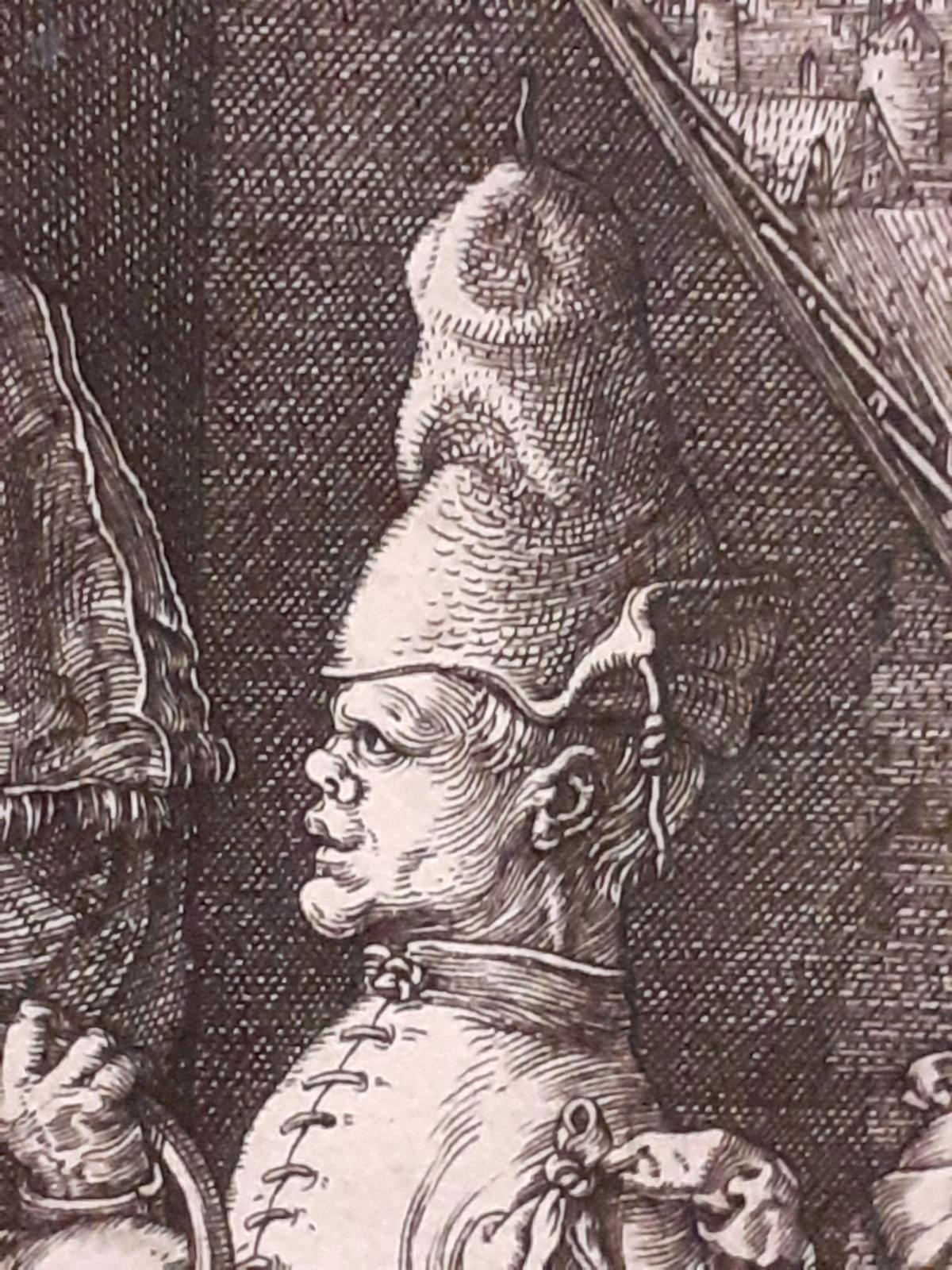 détail du « lavemant des mains de Pilate », Dürer,burin 1512