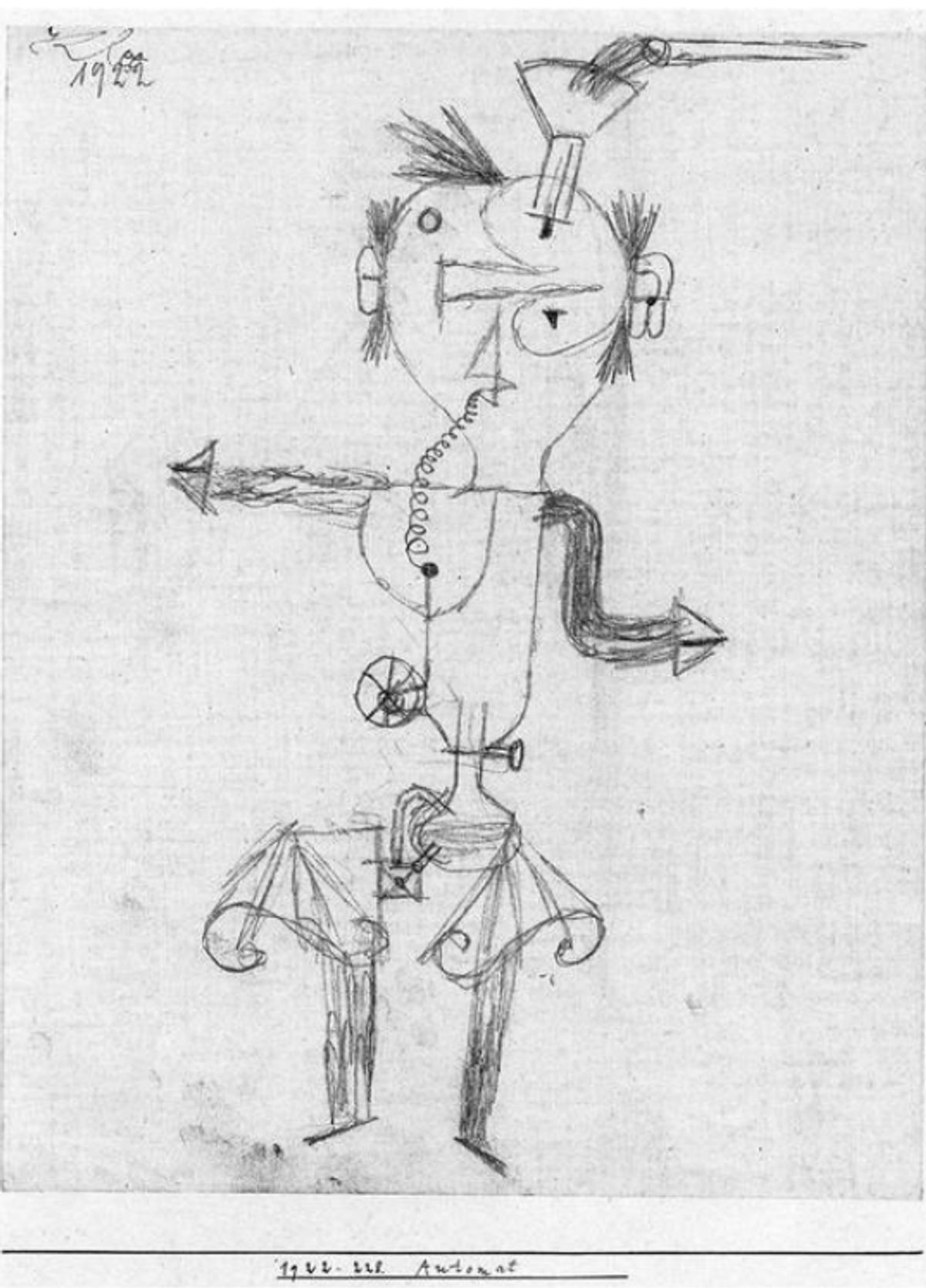 paul Klee. « automate ». (1922- crayon sur papier. Berne Zentrum)