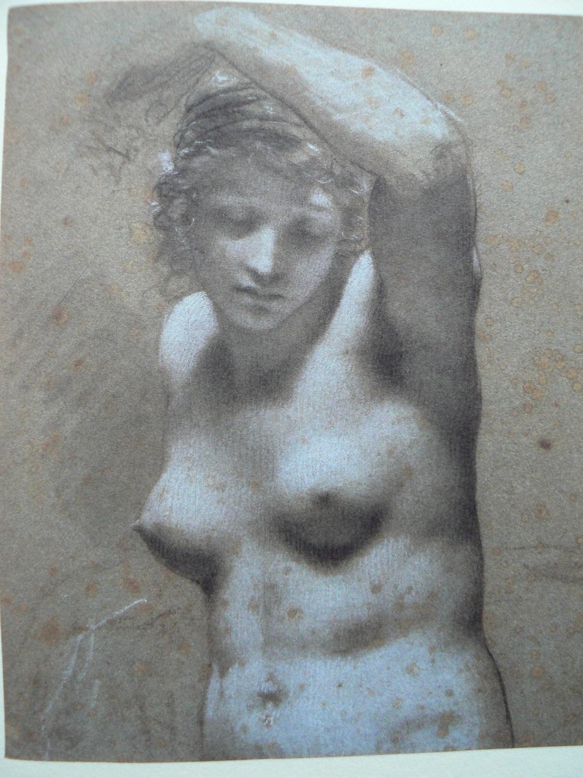 Prud’hon. marguerite. crayon noir et blanc sur papier bleu