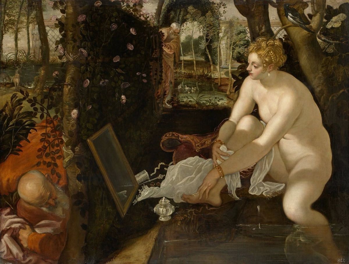 Tintoret, Suzanne et les vieillards, vers 1555-1556, huile sur toile, 146 cm × 193,6 cm, Vienne, Kunsthistorisches Museum, Gemäldegalerie ©KHM-Museumsverband