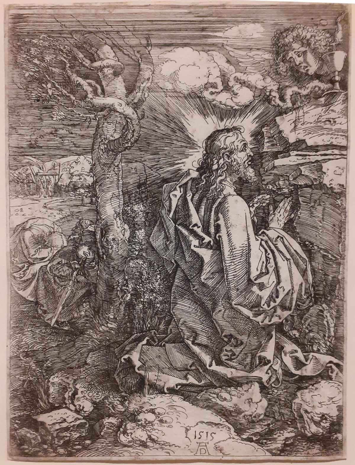 « Christ au mont des oliviers », Dürer, eau forte de 1515