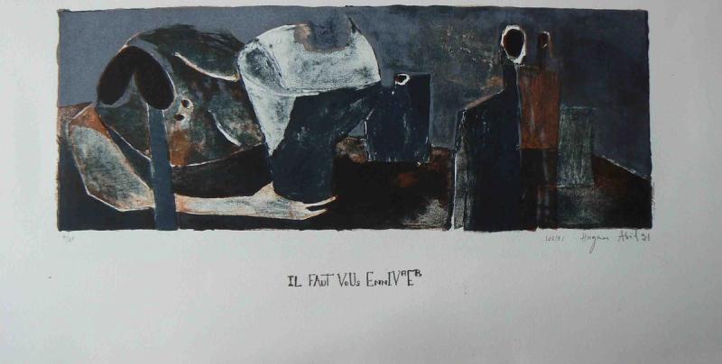  : il faut vous ennivrer lithographie 91L02 11 tirages. 25x65