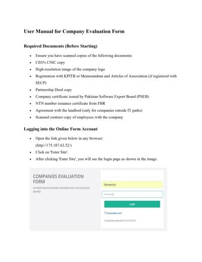 User manual for Company evalution form.pdf
