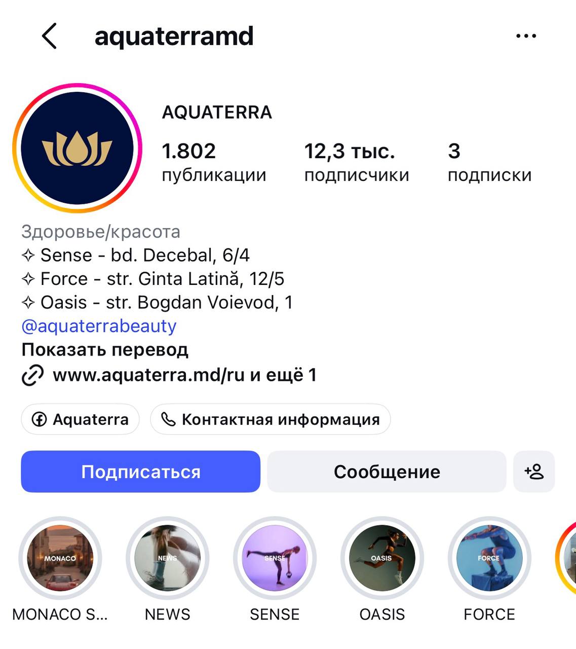 Client’s Instagram Profile at the End of the Partnership