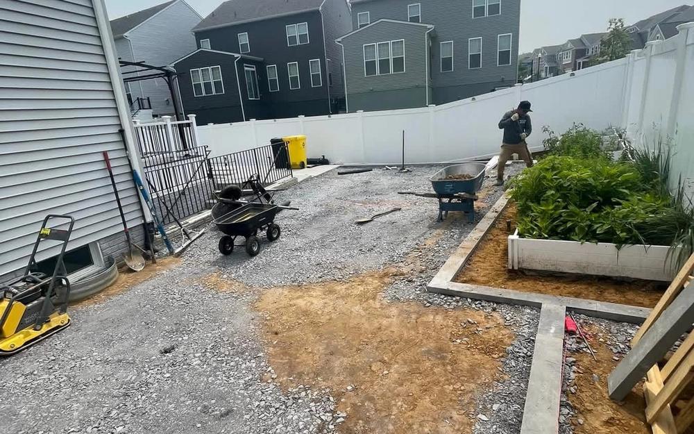 Turf Yard with Gravel Border and Patio