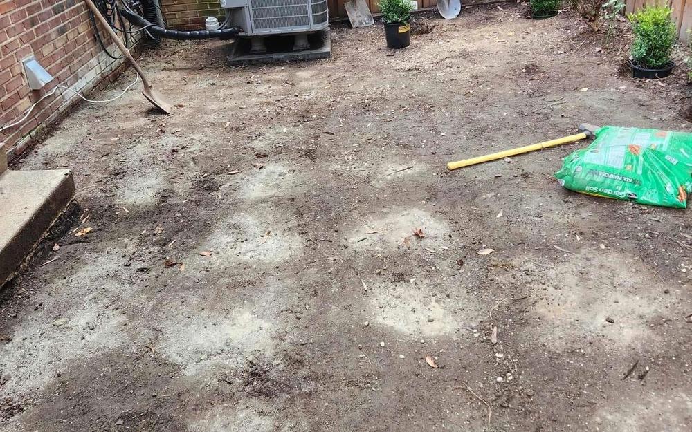 Turf Yard with Stone Border and Plantings
