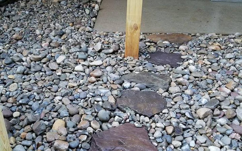 River Rock Garden Bed and Stone Edging