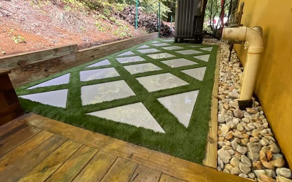 Geometric Paver and Turf Patio