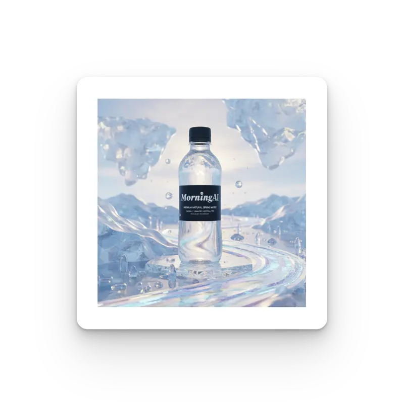 MorningAI water bottle in an icy scene