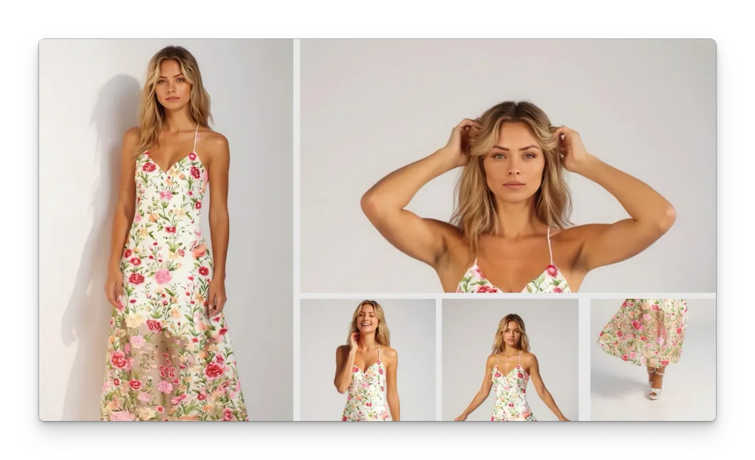AI-generated VENUS campaign image featuring photorealistic digital models in swimwear