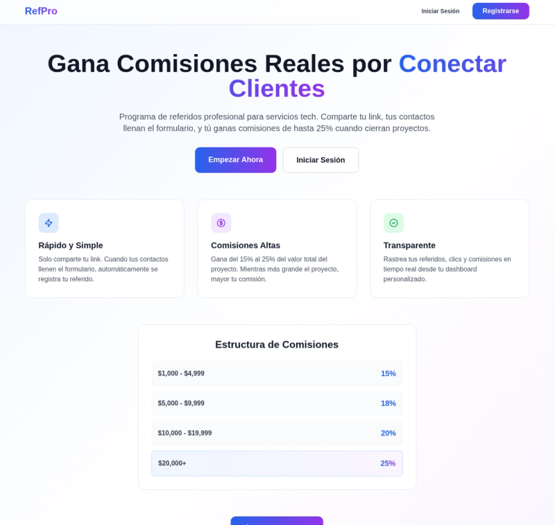 RefPro - Sistema de referidos