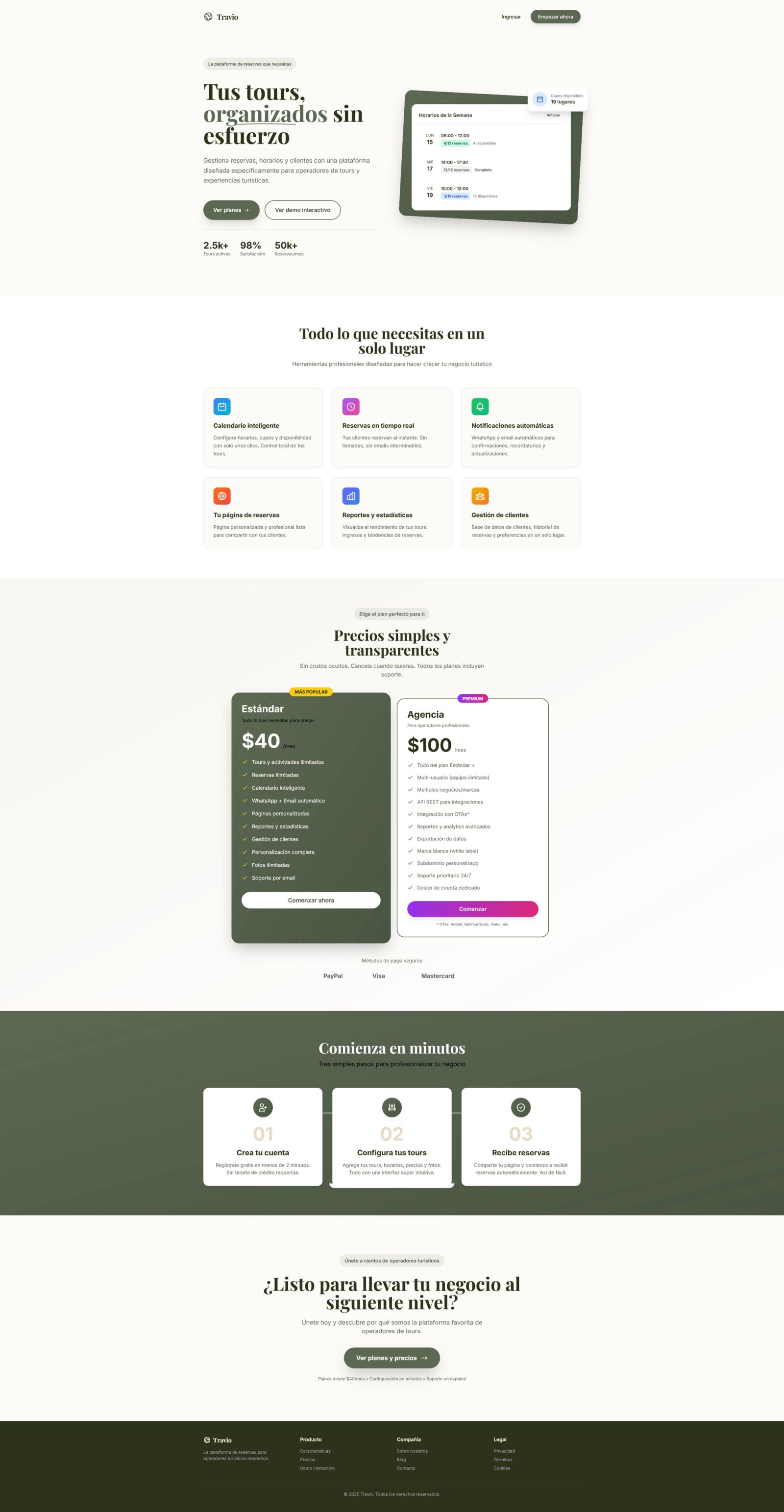 Travio - Plataforma de gestión de reservas