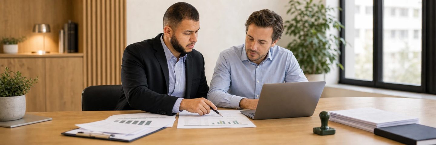 Des professionnels analysent ensemble des documents financiers.