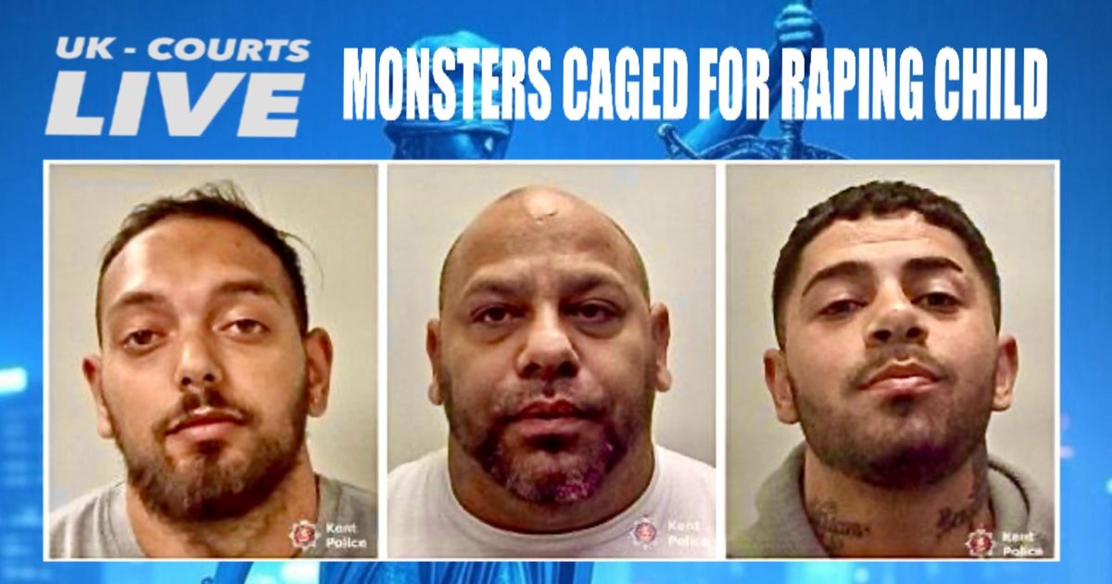Three Men Sentenced to Over 50 Years for Rape of 12-Year-Old Girl in Kent