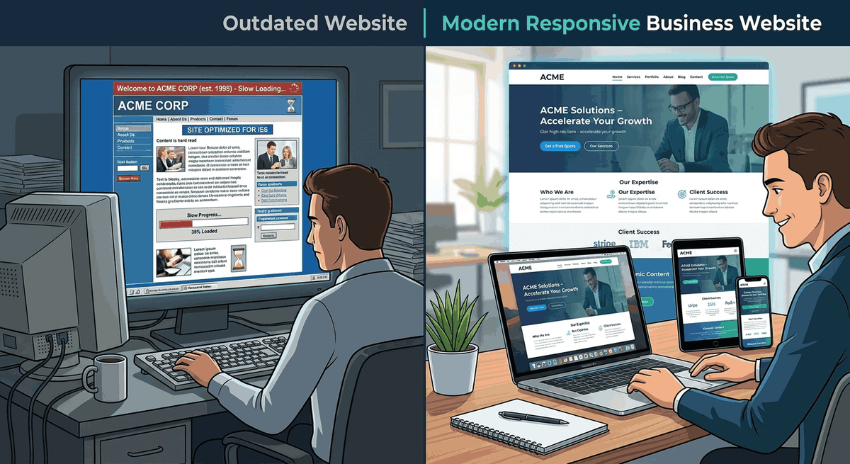 Outdated website & modern responsive Business Website